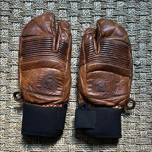 Hestra Brown Leather Men's Mittens
